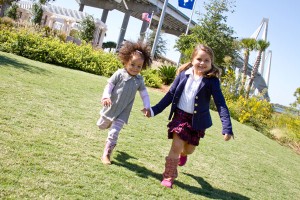 Shoe La La provided several pairs of shoes that proved versatile and popular with the kids throughout the photo shoot. Jordan left wears Johnny Poppers John Deere boots while Sierra wears Keen boots.