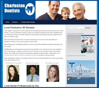 Charleston, SC dentists website screenshot