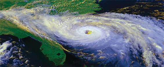 Hurricane Hugo aerial view, 1989