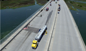 The Ravenel Bridge was closed after a tanker was involved in a collision.