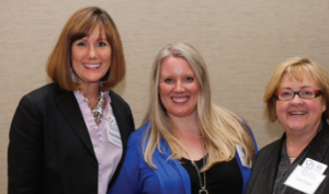 Center for Women Board Chair Virginia Lee M andell, Board M ember Carrie Lewis and I mmediate Past Board Chair Jane Perdue.