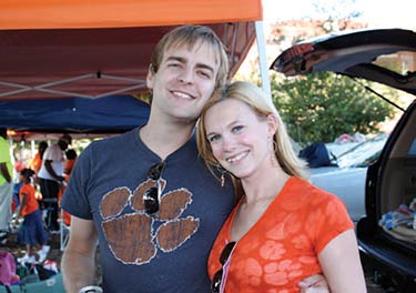 Clemson/Carolina Fans: Angel & Richard Leitner in team colors