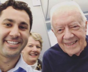 Author Joe Semsar with former President Jimmy Carter enjoying the plane ride to the nation’s capital.