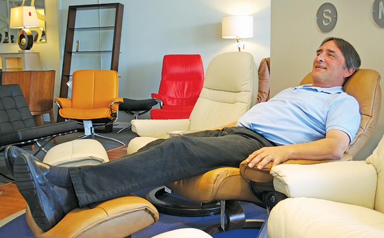 Danco Furniture: Paul Haugaard relaxes in a Stressless recliner