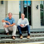Project Manager Brooks Blumenthal, l e ft, and Architect Sam Herin on the front steps of Mount Pleasant ’s new Town Hall.