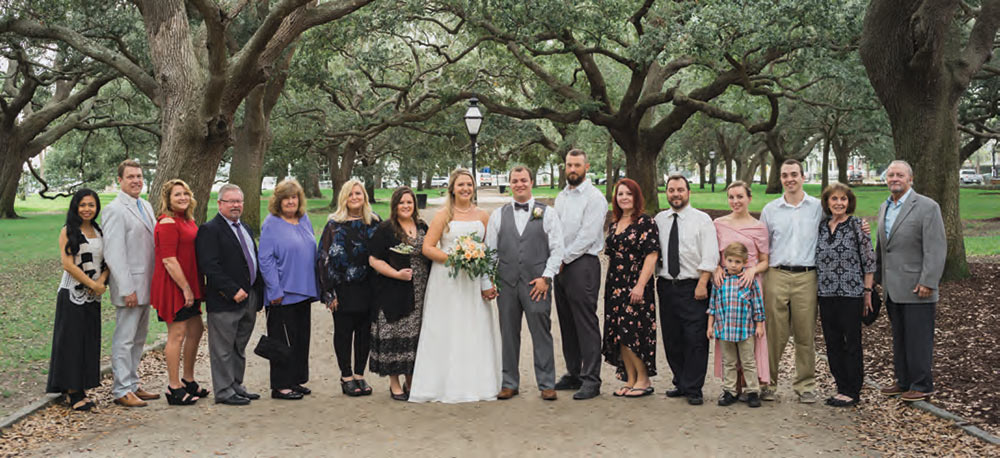 A wedding party at White Point Garden, Charleston Battery.