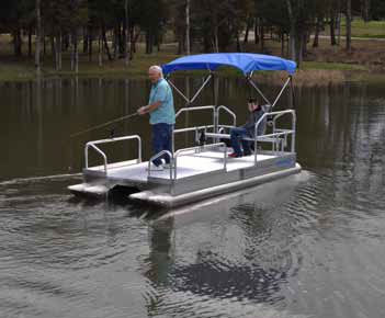 Hotwood's Boats pontoon boats, with four-pontoon design