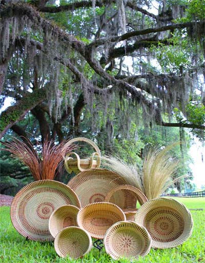 Sweetgrass baskets by Corey Alston, Gullah Woven Photos