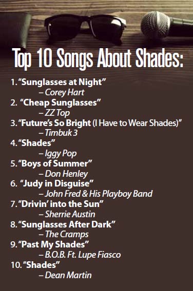 Top 10 Songs About Shades/Sunglasses