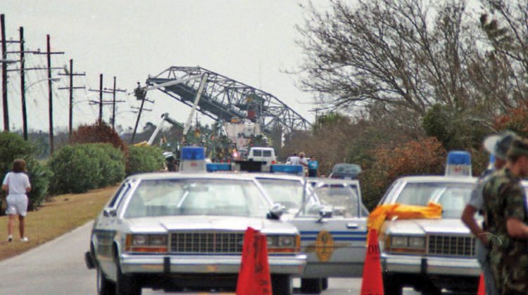 The Ben Sawyer Bridge, which connects Mount Pleasant with Sullivan’s Island, was a victim of Hurricane Hugo.