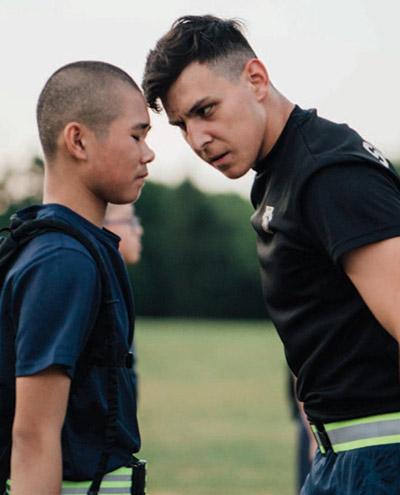 Super Comander International Program Cadet Sgt. Matt Salazar imposes his will on a program participant