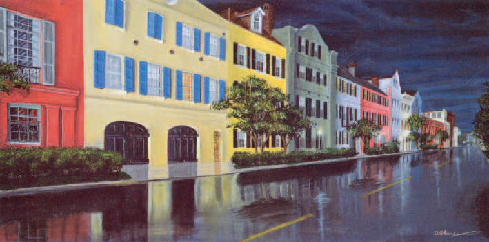 Wando High School art - Rainy Nights painting by Dana Coleman