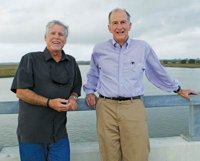 Two local mayors, Jimmy Carroll of Isle of Palms, left , and Pat O’Neil of Sullivan’s Island, endorsed Cunningham.