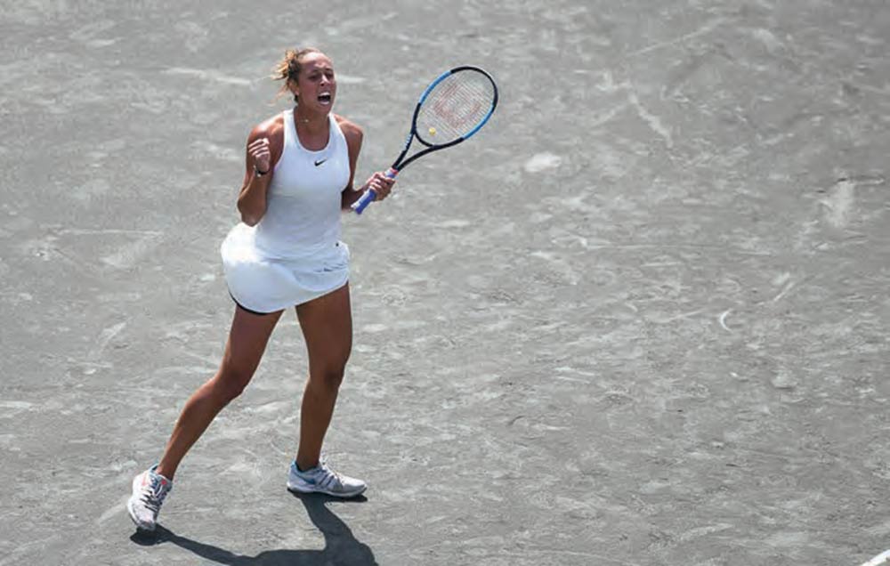 Madison Keys celebrates at the 2018 Volvo Car Open