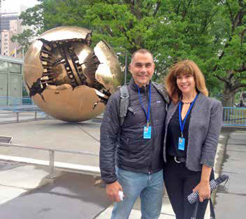 Colabello with Dr. Marcus Eriksen at the UN Ocean Conference in 2017.