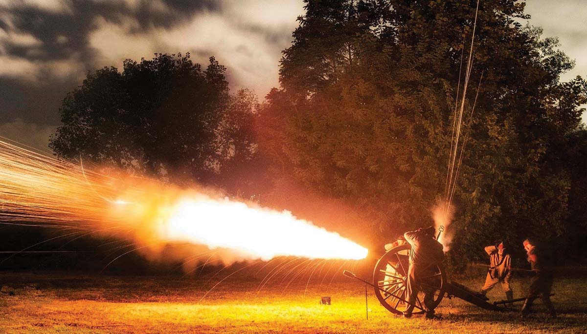 Night firing at Fort Johnson on James Island, SC, 2009.