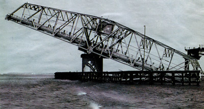 Ben Sawyer Bridge right after Hurricane Hugo