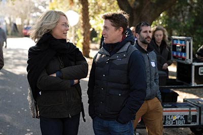 Jamie Lee Curtis and David Gordon Green on the set of “Halloween.”