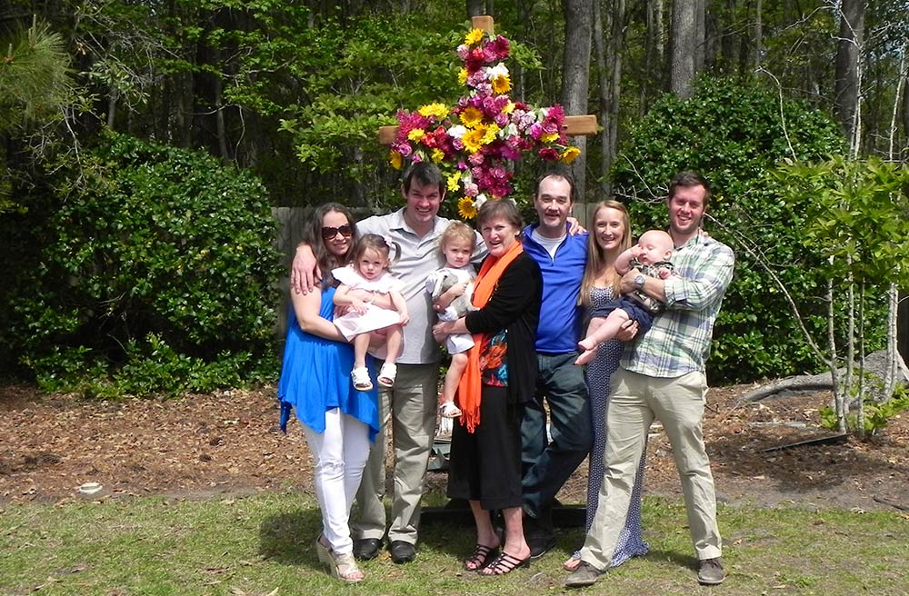 Mike and Lynda Cooke with their children and grandchildren in happier times