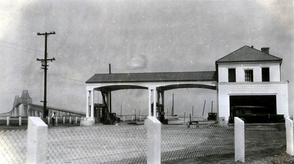 Cooper River Bridge - tolls collected on the Mount Pleasant side. (Photo courtesy of Charleston County Public Library.)
