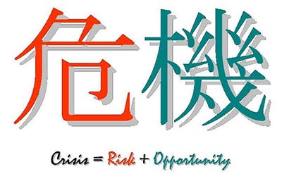 The Chinese word for Crisis is made up of two Chinese characters for danger and opportunity