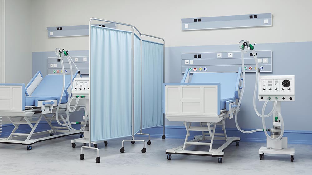Hospital beds in an intensive care