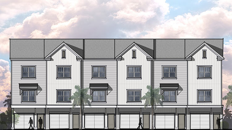 Illustration: proposed new townhome design at Gregorie Ferry Towns.