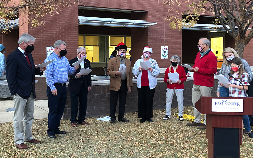 Mount Pleasant's Mayor Haynie with carolers