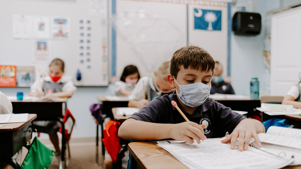 Palmetto Christian Academy students in class.