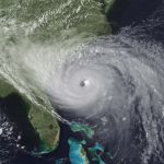 Hurricane Hugo approaches the South Carolina coast in September 1989.