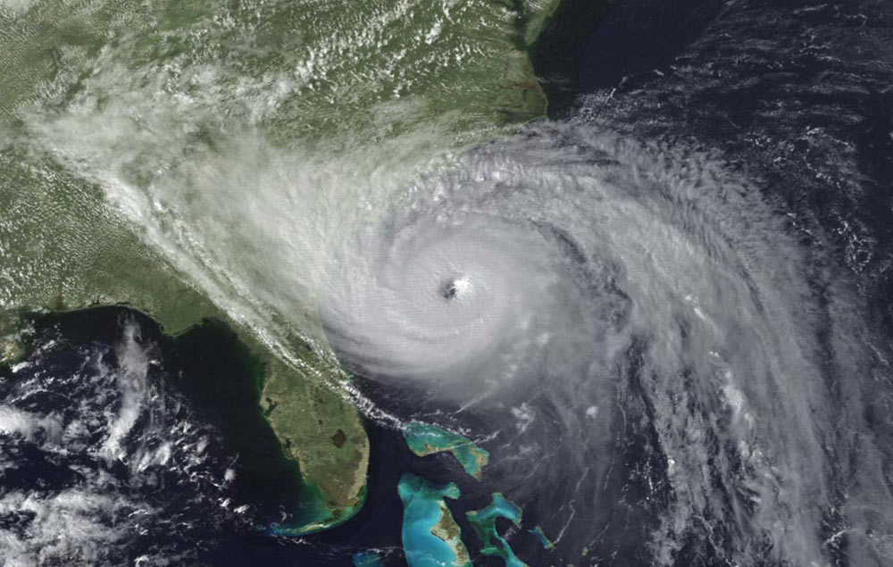 Hurricane Hugo approaches the South Carolina coast in September 1989.