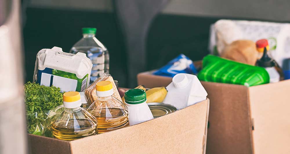 Boxes of groceries.