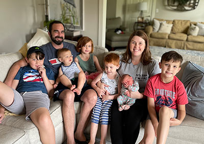 The Leeman Family: Jeff and Alison Leeman with children; Connor, Lucas, Elliot, James, Samuel, and Emory.
