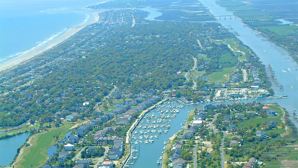 Isle of Palms, SC as seen from the air above Wild Dunes