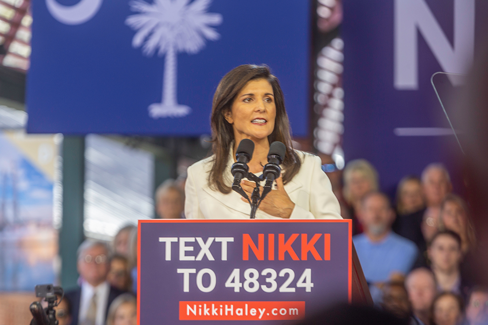 Nikki Haley announcing her intentions to run for President at the Charleston Visitor’s Center on February 15, 2023. POTUS bid announced.