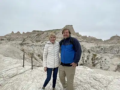 Colin with his mom at Badlands National Park, South Dakota.