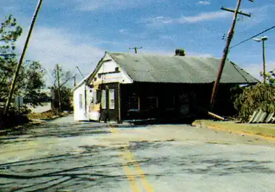 Another home on the road after Hurricane Hugo's passage in 1989.