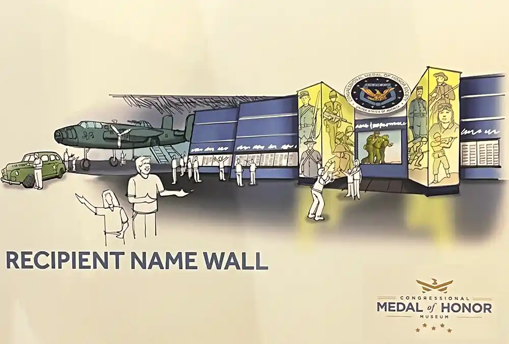 Mockup of the Recipient Wall at the Patriots Point Medal of Honor Museum