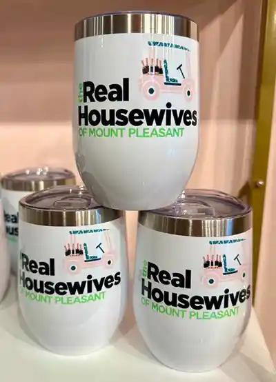 The Real Housewives of Mount Pleasant Tumbler. available at The Happy Southerner for $35 (at time of this posting).