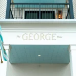 The George Hotel sign above the entrance. The George Hotel in Georgetown, South Carolina.