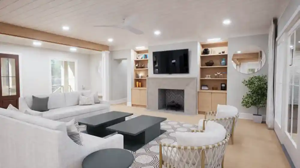 34 Waterway photo: The Living Area featuring large plank European white oak