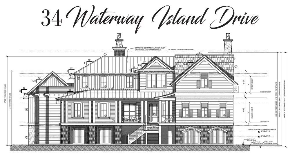 34 Waterway Island Drive, Wild Dunes (Isle of Palms, SC) Architectural rendering and details