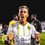 Charleston Battery Soccer photo of a very excited Juan David Torres on the field.