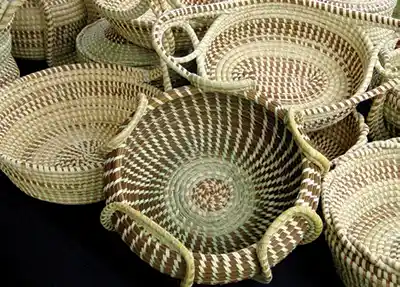 Photo of Sweetgrass baskets like those that will be seen at the Sweetgrass Festival