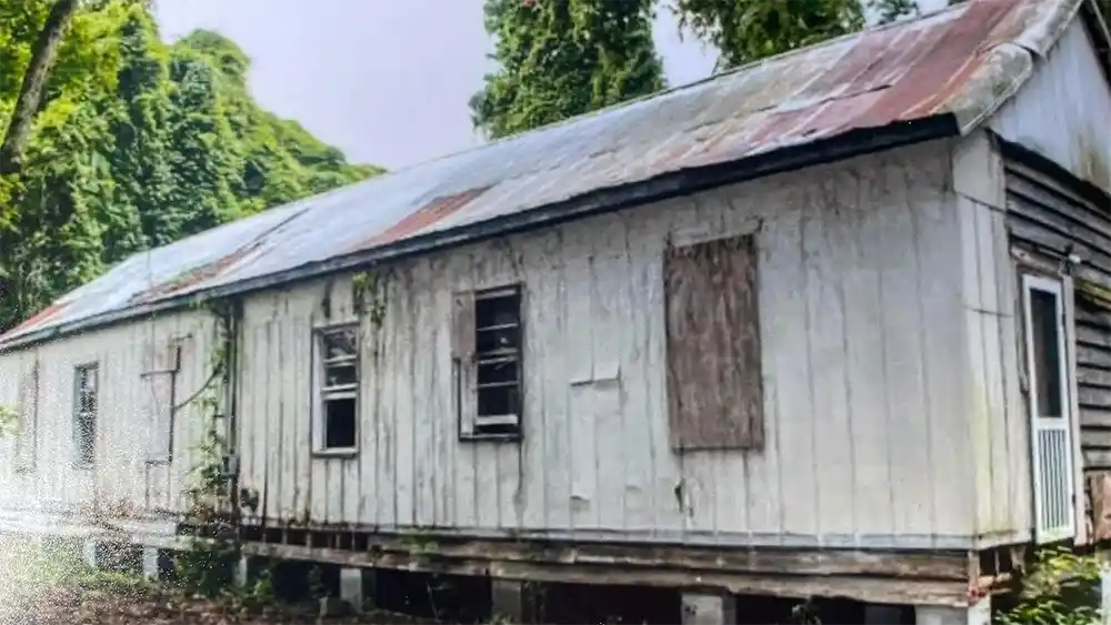 A photo of the Long Point Schoolhouse taken in 2024.