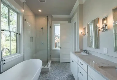 Remodeled bath. Photo Provided by Classic Kitchens of Charleston.