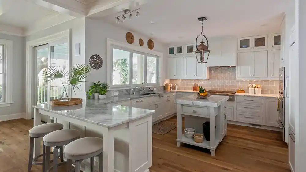 Remodeled kitchen and dining room. Photo Provided by Classic Kitchens of Charleston.