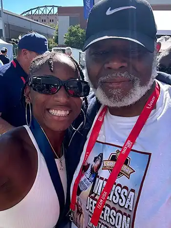 Melissa Jefferson with her father, Melvin Jefferson.