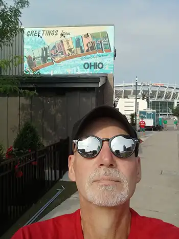 One Day, Fun Day: The Critic, Jim Voigt poses in Cincinnati, OH.