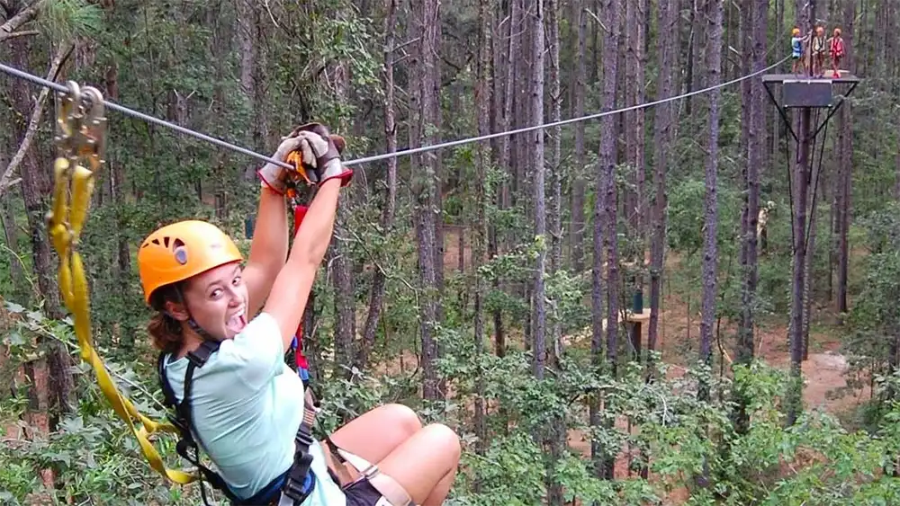 Enjoying a Zipline Canopy tour.